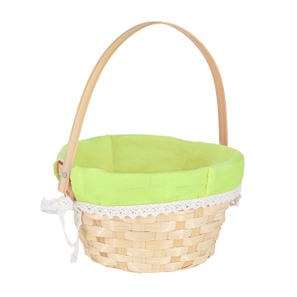 Velikonočna košara, obložena z zeleno tkanino | Ročno pletena pletena košara za veliko noč